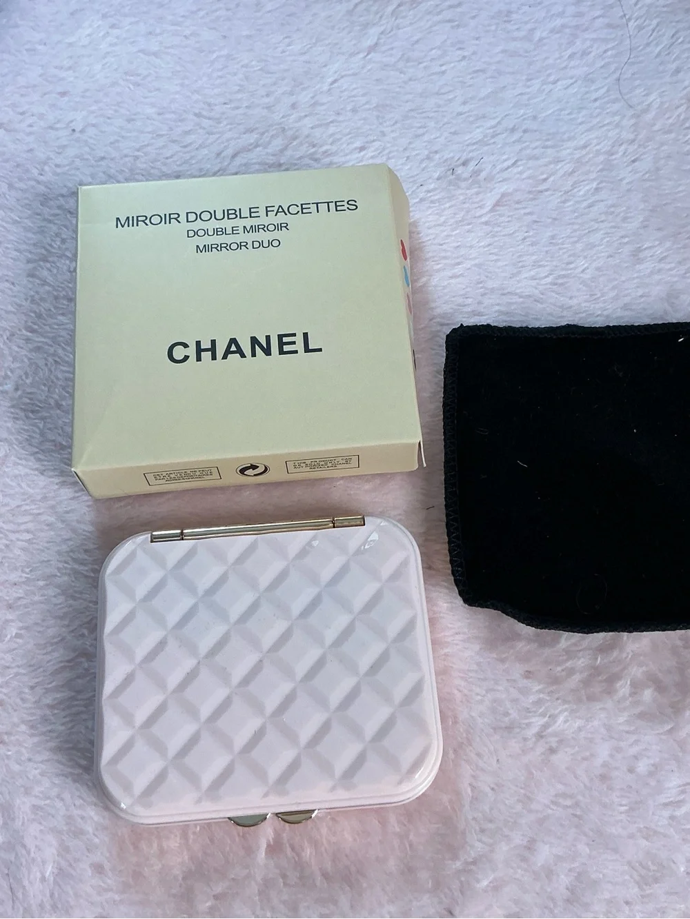 Chanel Beauty Pink Quilted Double-Sided Mirror Box Pouch